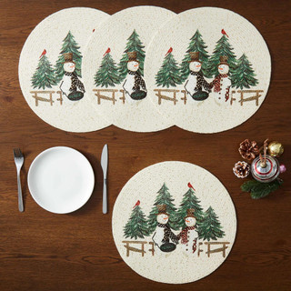 Thumbnail 1: Avanti Avanti Linens 4 Pc. Country Snowman Round Placemats 