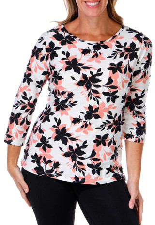 Thumbnail 1: Emily Daniels Emily Daniels Womens 3/4 Sleeve Floral Top 