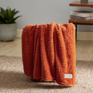 Thumbnail 2: Eddie Bauer Eddie Bauer Ribbed Super Soft Stripe Solid Microfleece Throw 