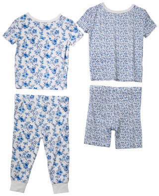 Thumbnail 2: Little Me Little Me Baby Girls 4 Pc Short Sleeve Floral Pajama Set 