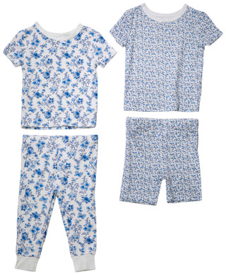 Thumbnail 1: Little Me Little Me Baby Girls 4 Pc Short Sleeve Floral Pajama Set 
