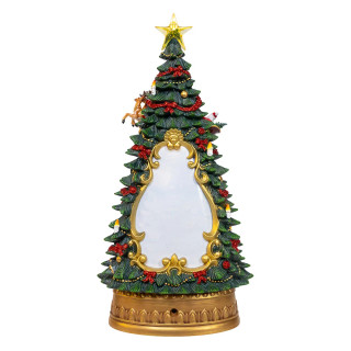 Thumbnail 3: Kurt Adler LED Lighted Santa & Deer Spinning Glitter Water Tree Top 