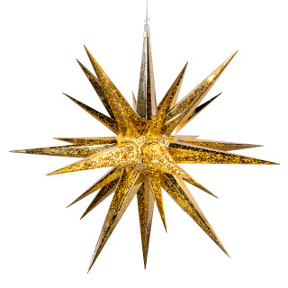 Thumbnail 1: Kurt Adler 4-Light Warm White Gold Crackle Moravian Star Tree Topper 