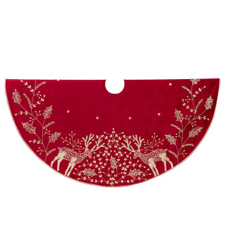 Thumbnail 1: Kurt Adler Kurt Adler 50 in. Reindeer Hand Embroidered Tree Skirt 