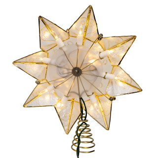 Thumbnail 3: Kurt Adler 10-Light LED Capiz Scroll Accents Star Tree Topper 