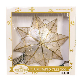 Thumbnail 4: Kurt Adler 10-Light LED Capiz Scroll Accents Star Tree Topper 