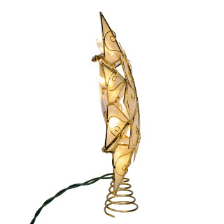 Thumbnail 6: Kurt Adler 10-Light LED Capiz Scroll Accents Star Tree Topper 