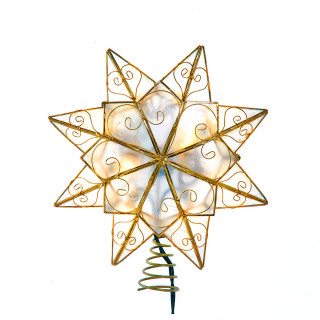 Thumbnail 1: Kurt Adler 10-Light LED Capiz Scroll Accents Star Tree Topper 