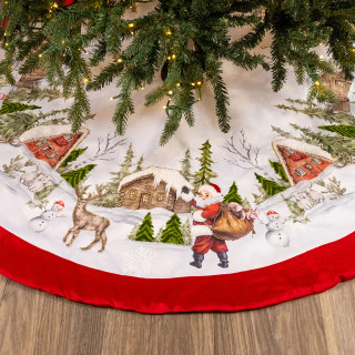 Thumbnail 3: Kurt Adler Kurt Adler 48 in. Velvet Beaded Embroidered Tree Skirt 