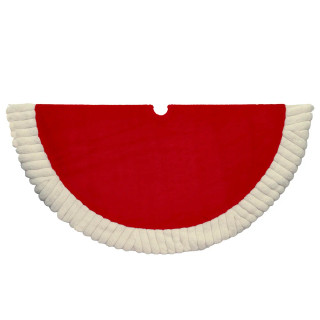 Thumbnail 1: Kurt Adler Kurt Adler 48 in. Red & White Faux Fur Tree Skirt 