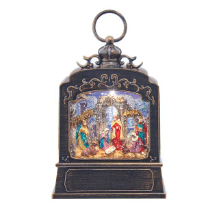 Thumbnail 1: Kurt Adler Battery Operated Nativity LED Swirl Glitered Lantern 