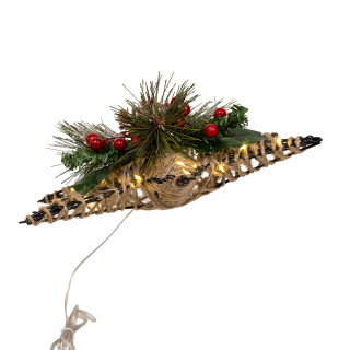 Thumbnail 6: Kurt Adler Battery Operated Lighted 6-Point Rattan Star Tree Topper 