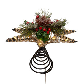 Thumbnail 7: Kurt Adler Battery Operated Lighted 6-Point Rattan Star Tree Topper 