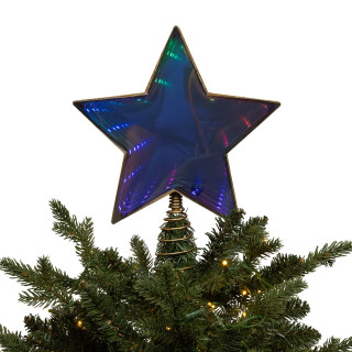Thumbnail 4: Kurt Adler Multi Infinity LED Gold Glitter 5-Point Star Tree Topper 