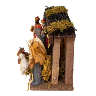 Thumbnail 3: Kurt Adler 9 Pc. Porcelain Nativity Figures & Wooden Stable Set 
