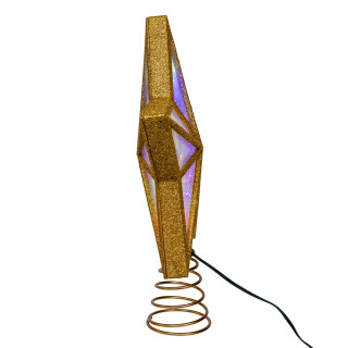 Thumbnail 4: Kurt Adler Multicolor Fairy LED Gold Glitter 5-Point Star Tree Topper 