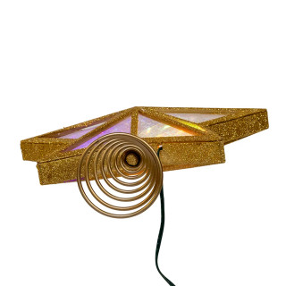 Thumbnail 7: Kurt Adler Multicolor Fairy LED Gold Glitter 5-Point Star Tree Topper 