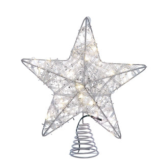 Thumbnail 1: Kurt Adler 30 Light Warm White LED Fairy Light 5-Pt. Star Tree Topper 