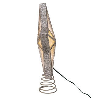 Thumbnail 4: Kurt Adler White Fairy LED Silver Glitter 5-Point Star Tree Topper 