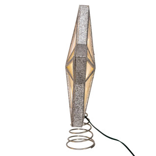 Thumbnail 5: Kurt Adler White Fairy LED Silver Glitter 5-Point Star Tree Topper 