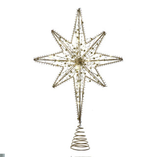 Thumbnail 1: Kurt Adler Kurt Adler LED Lighted 8-Point Gold Metal Star Tree Topper 