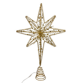Thumbnail 6: Kurt Adler Kurt Adler LED Lighted 8-Point Gold Metal Star Tree Topper 