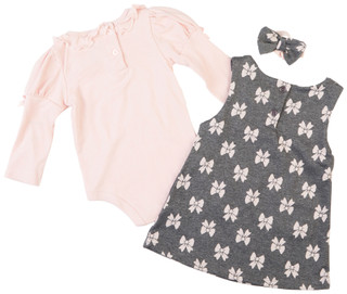 Thumbnail 2: Little Lass Little Lass Baby Girls 2 Pc Bow Jumper Set with Accessory 
