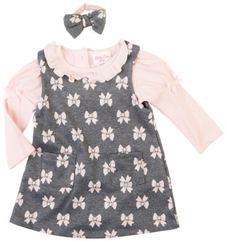 Thumbnail 1: Little Lass Little Lass Baby Girls 2 Pc Bow Jumper Set with Accessory 