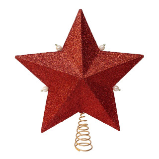 Thumbnail 3: Kurt Adler Kurt Adler Red, Green & White Mistletoe Star Tree Topper 