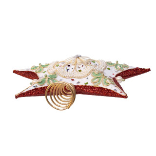 Thumbnail 4: Kurt Adler Kurt Adler Red, Green & White Mistletoe Star Tree Topper 