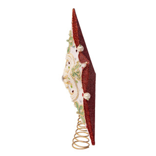 Thumbnail 5: Kurt Adler Kurt Adler Red, Green & White Mistletoe Star Tree Topper 