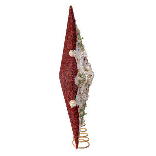 Thumbnail 6: Kurt Adler Kurt Adler Red, Green & White Mistletoe Star Tree Topper 