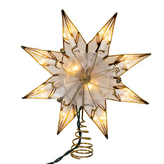 Thumbnail 4: Kurt Adler Kurt Adler 10-Light 8-Point Capiz Clear Star Tree Topper 