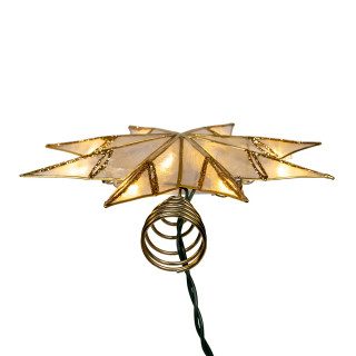 Thumbnail 7: Kurt Adler Kurt Adler 10-Light 8-Point Capiz Clear Star Tree Topper 