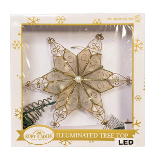 Thumbnail 7: Kurt Adler 10-Light LED Star with Twisted Scroll Accents Tree Topper 