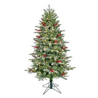 Thumbnail 1: Kurt Adler 5 ft. Pre-Lit Dual-Color LED Flocked Breckenridge Tree 