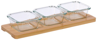 Thumbnail 3: Home Essentials Home Essentials 4 Pc Serving Bowl Set with Bamboo Tray 