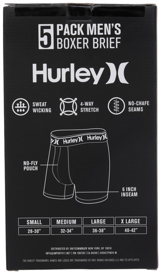 Thumbnail 2: Hurley Hurley Mens 5 pk Solid Regrind Boxer Briefs 