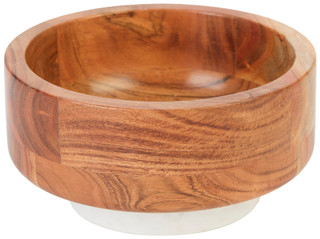 Thumbnail 1: GO HOME Go Home Acacia and White Marble Fruit Bowl 