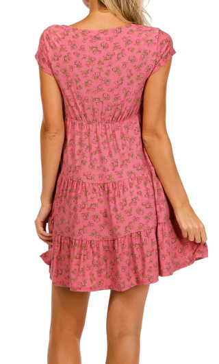 Thumbnail 4: Derek Heart Derek Heart Juniors Tiered Short Sleeve Mini Dress 