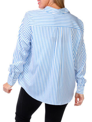 Thumbnail 2: T. Tahari T. Tahari Womens Long Sleeve Stripe Button Down Top 