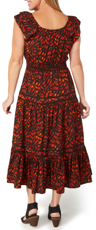Thumbnail 2: Democracy Democracy Womens Tiered Print Midi Dress 