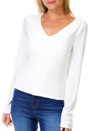 Thumbnail 1: 7TH & HUDSON 7th & Hudson Juniors Long Sleeve V-Neck Top 