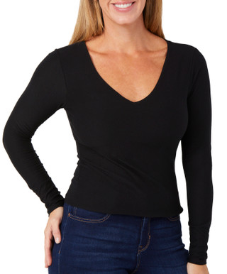 Thumbnail 1: 7TH & HUDSON 7th & Hudson Juniors Long Sleeve V-Neck Top 