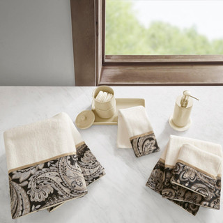 Thumbnail 2: Madison Park Madison Park Aubrey 6-pc. Black Jacquard Towel Set 