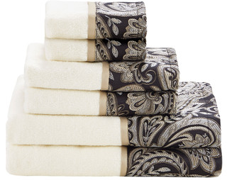 Thumbnail 1: Madison Park Madison Park Aubrey 6-pc. Black Jacquard Towel Set 