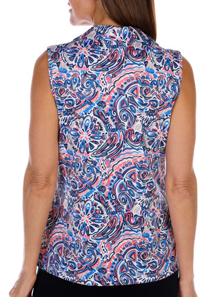 Thumbnail 3: Coral Bay Golf Coral Bay Golf Petite Active Sleeveless Painterly Golf Polo 