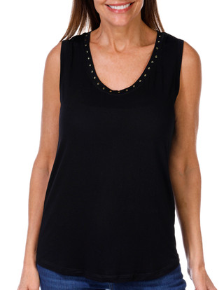 Thumbnail 1: CARMEN MARC VALVO Carmen Marc Valvo Womens Solid Stud Scoop Neck Tank Top 