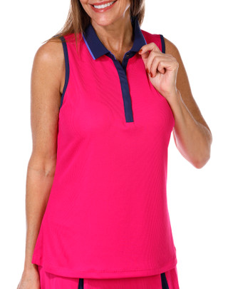 Thumbnail 1: PGA TOUR PGA TOUR Womens Active Sleeveless Airflux Polo Tank Top 