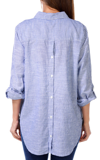 Thumbnail 2: Dash Dash Petite Long Sleeve Roll Tab Button Down Front Back Top 